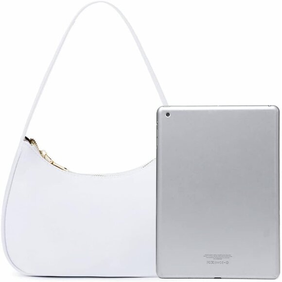 Women Nylon White 1 Imported Polyester Leather Zipper Closure Tote Handbag - Picture 5 of 7